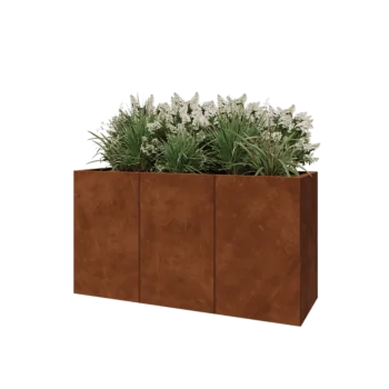 Kortena tērauda puķu kaste XXL - Taisnstūris - 150 x 50 x 80 cm - Ar pamatplati