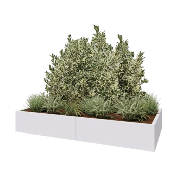 Tērauda puķu kaste XXL - Taisnstūris - 200 x 100 x 30 cm - RAL9010 matēts (balts) - Bez pamatplates