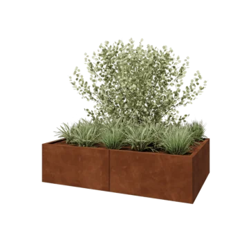 Kortena tērauda puķu kaste XXL - Taisnstūris - 160 x 100 x 40 cm - Ar pamatplati