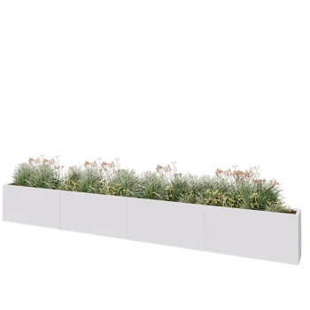 Tērauda puķu kaste XXL - Taisnstūris - 480 x 30 x 60 cm - RAL9010 matēts (balts) - Bez pamatplates