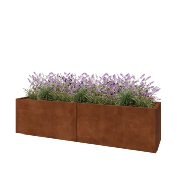 Kortena tērauda puķu kaste XXL - Taisnstūris - 200 x 50 x 50 cm - Ar pamatplati