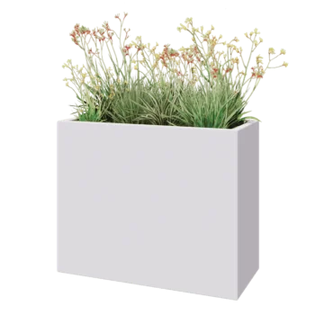 Stikla šķiedras puķu kaste - Taisnstūris - 100 x 40 x 80 cm - RAL9010 matēts (balts) - Ar dibenu