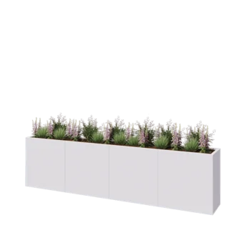 Tērauda puķu kaste XXL - Taisnstūris - 320 x 40 x 80 cm - RAL9010 matēts (balts) - Bez pamatplates