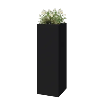 Stikla šķiedras puķu kaste - Kvadrāts - 40 x 40 x 120 cm - RAL7021 matēts (melns pelēks) - Ar dibenu