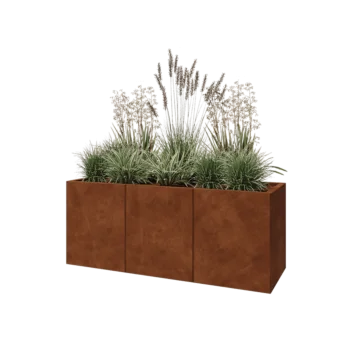 Kortena tērauda puķu kaste XXL - Taisnstūris - 150 x 50 x 60 cm - Ar pamatplati