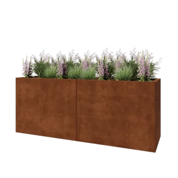 Kortena tērauda puķu kaste XXL - Taisnstūris - 200 x 60 x 80 cm - Ar pamatplati