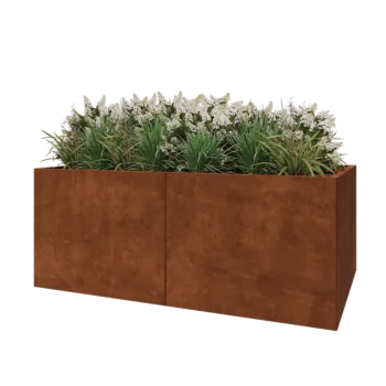Kortena tērauda puķu kaste XXL - Taisnstūris - 200 x 80 x 80 cm - Ar pamatplati