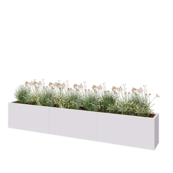 Tērauda puķu kaste XXL - Taisnstūris - 360 x 40 x 60 cm - RAL9010 matēts (balts) - Ar pamatplati