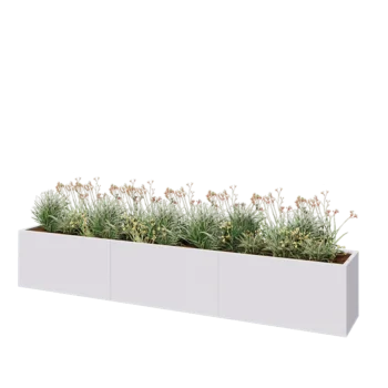 Tērauda puķu kaste XXL - Taisnstūris - 360 x 50 x 60 cm - RAL9010 matēts (balts) - Bez pamatplates