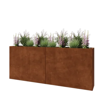Kortena tērauda puķu kaste XXL - Taisnstūris - 200 x 30 x 80 cm - Bez pamatplates