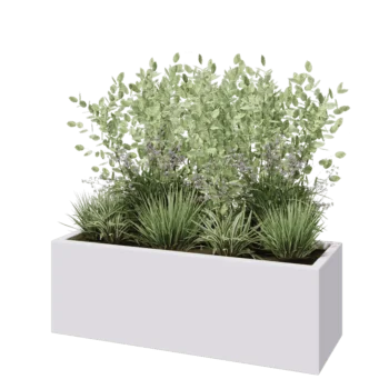 Stikla šķiedras puķu kaste - Taisnstūris - 120 x 40 x 40 cm - RAL9010 matēts (balts) - Ar dibenu