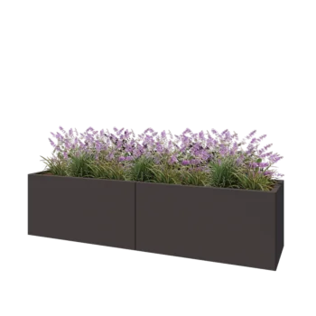Tērauda puķu kaste XXL - Taisnstūris - 200 x 50 x 50 cm - RAL7016 matēts (antracīta pelēks) - Ar pamatplati