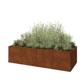 Kortena tērauda puķu kaste XXL - Taisnstūris - 320 x 120 x 80 cm - Ar pamatplati
