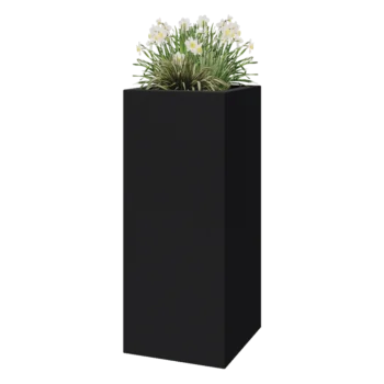 Stikla šķiedras puķu kaste - Kvadrāts - 50 x 50 x 120 cm - RAL7021 matēts (melns pelēks) - Ar dibenu