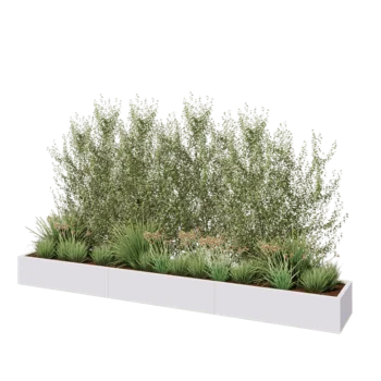 Tērauda puķu kaste XXL - Taisnstūris - 360 x 50 x 30 cm - RAL9010 matēts (balts) - Bez pamatplates