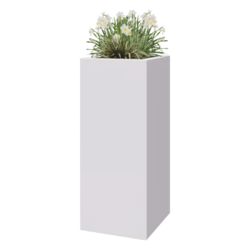 Stikla šķiedras puķu kaste - Kvadrāts - 50 x 50 x 120 cm - RAL9010 matēts (balts) - Ar dibenu