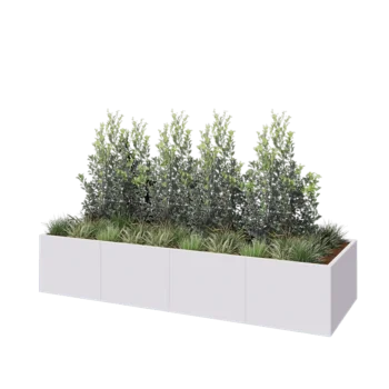 Tērauda puķu kaste XXL - Taisnstūris - 320 x 100 x 60 cm - RAL9010 matēts (balts) - Bez pamatplates