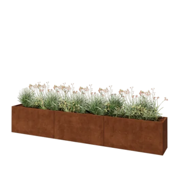 Kortena tērauda puķu kaste XXL - Taisnstūris - 360 x 40 x 60 cm - Ar pamatplati