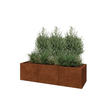 Kortena tērauda puķu kaste XXL - Taisnstūris - 150 x 50 x 40 cm - Ar pamatplati