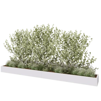 Tērauda puķu kaste XXL - Taisnstūris - 480 x 50 x 30 cm - RAL9010 matēts (balts) - Ar pamatplati