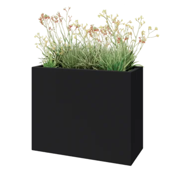 Stikla šķiedras puķu kaste - Taisnstūris - 100 x 40 x 80 cm - RAL7021 matēts (melns pelēks) - Ar dibenu