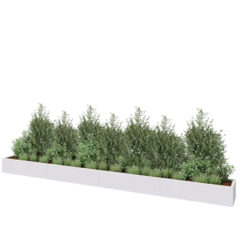 Tērauda puķu kaste XXL - Taisnstūris - 480 x 40 x 30 cm - RAL9010 matēts (balts) - Bez pamatplates