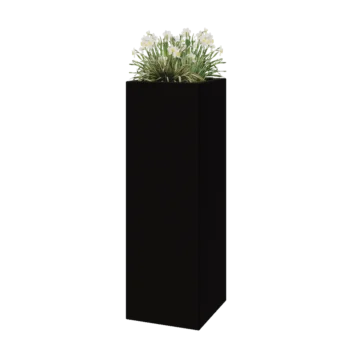 Stikla šķiedras puķu kaste - Kvadrāts - 40 x 40 x 120 cm - RAL9005 matēts (melns) - Ar dibenu