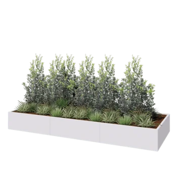 Tērauda puķu kaste XXL - Taisnstūris - 360 x 120 x 40 cm - RAL9010 matēts (balts) - Bez pamatplates