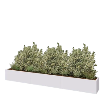 Tērauda puķu kaste XXL - Taisnstūris - 360 x 40 x 40 cm - RAL9010 matēts (balts) - Bez pamatplates