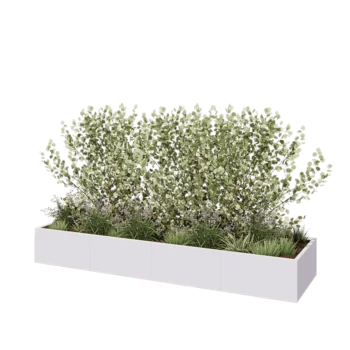 Tērauda puķu kaste XXL - Taisnstūris - 320 x 80 x 40 cm - RAL9010 matēts (balts) - Bez pamatplates