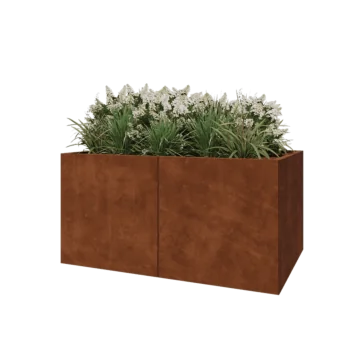 Kortena tērauda puķu kaste XXL - Taisnstūris - 160 x 100 x 80 cm - Ar pamatplati