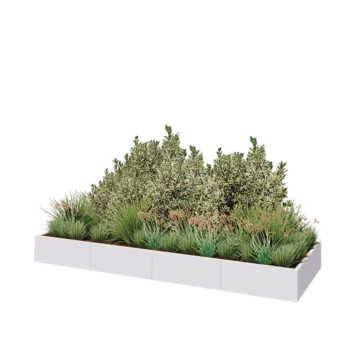 Tērauda puķu kaste XXL - Taisnstūris - 320 x 100 x 30 cm - RAL9010 matēts (balts) - Bez pamatplates