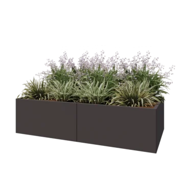 Tērauda puķu kaste XXL - Taisnstūris - 200 x 100 x 50 cm - RAL7016 matēts (antracīta pelēks) - Bez pamatplates