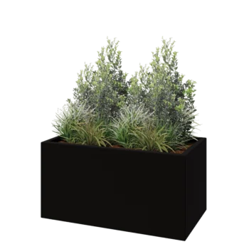 Stikla šķiedras puķu kaste - Taisnstūris - 100 x 50 x 50 cm - RAL9005 matēts (melns) - Ar dibenu