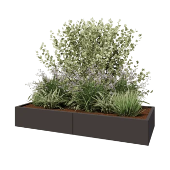 Tērauda puķu kaste XXL - Taisnstūris - 200 x 80 x 30 cm - RAL7016 matēts (antracīta pelēks) - Bez pamatplates