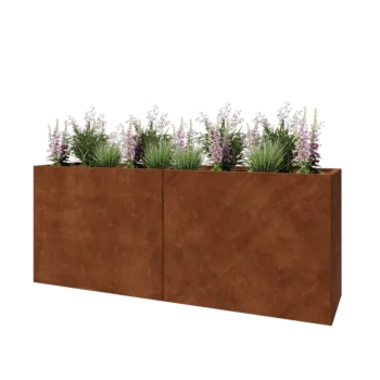 Kortena tērauda puķu kaste XXL - Taisnstūris - 200 x 50 x 80 cm - Bez pamatplates