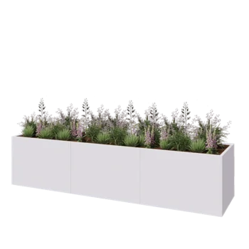 Tērauda puķu kaste XXL - Taisnstūris - 360 x 80 x 80 cm - RAL9010 matēts (balts) - Bez pamatplates