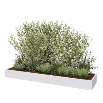 Tērauda puķu kaste XXL - Taisnstūris - 360 x 80 x 30 cm - RAL9010 matēts (balts) - Bez pamatplates