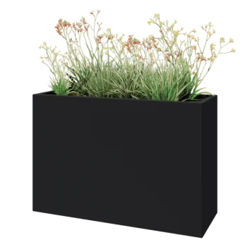 Stikla šķiedras puķu kaste - Taisnstūris - 120 x 40 x 80 cm - RAL7021 matēts (melns pelēks) - Ar dibenu