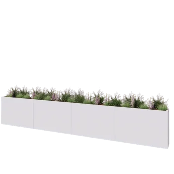 Tērauda puķu kaste XXL - Taisnstūris - 480 x 30 x 80 cm - RAL9010 matēts (balts) - Bez pamatplates