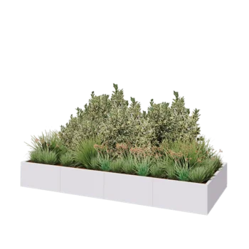 Tērauda puķu kaste XXL - Taisnstūris - 320 x 120 x 40 cm - RAL9010 matēts (balts) - Bez pamatplates