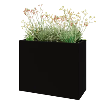 Stikla šķiedras puķu kaste - Taisnstūris - 100 x 40 x 80 cm - RAL9005 matēts (melns) - Ar dibenu