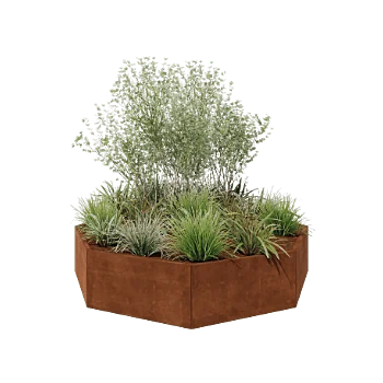 Kortena tērauda puķu kaste - Astoņstūris - 241,4 x 241,4 x 50 cm - Bez pamatplates
