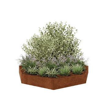 Kortena tērauda puķu kaste - Astoņstūris - 289,7 x 289,7 x 30 cm - Bez pamatplates