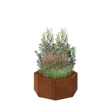 Kortena tērauda puķu kaste - Astoņstūris - 72,4 x 72,4 x 30 cm - Bez pamatplates