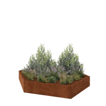 Kortena tērauda puķu kaste - Sešstūris - 239,3 x 207,8 x 30 cm - Bez pamatplates