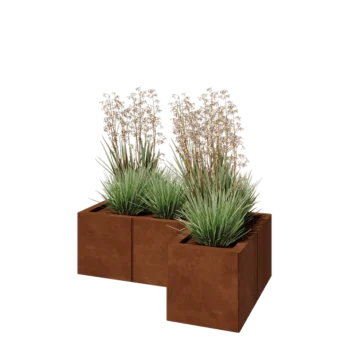 Kortena tērauda puķu kaste - L-veida - 90 x 60 x 30 cm - Bez pamatplates