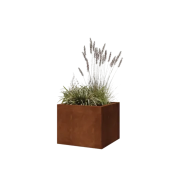 Kortena tērauda puķu kaste - Kvadrāts - 50 x 50 x 40 cm - Ar pamatplati