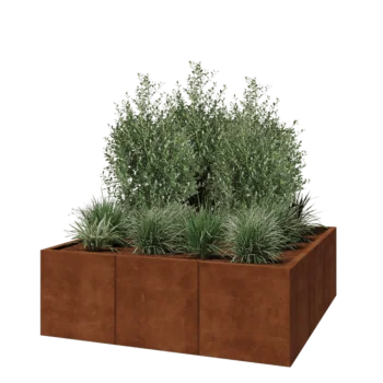 Kortena tērauda puķu kaste XXL - Kvadrāts - 150 x 150 x 50 cm - Bez pamatplates