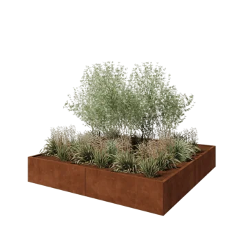 Kortena tērauda puķu kaste XXL - Kvadrāts - 240 x 240 x 40 cm - Bez pamatplates